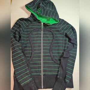 Lululemon | RARE Inkwell Green Bean Slalom Stripe Full-Zip Scuba Hoodie